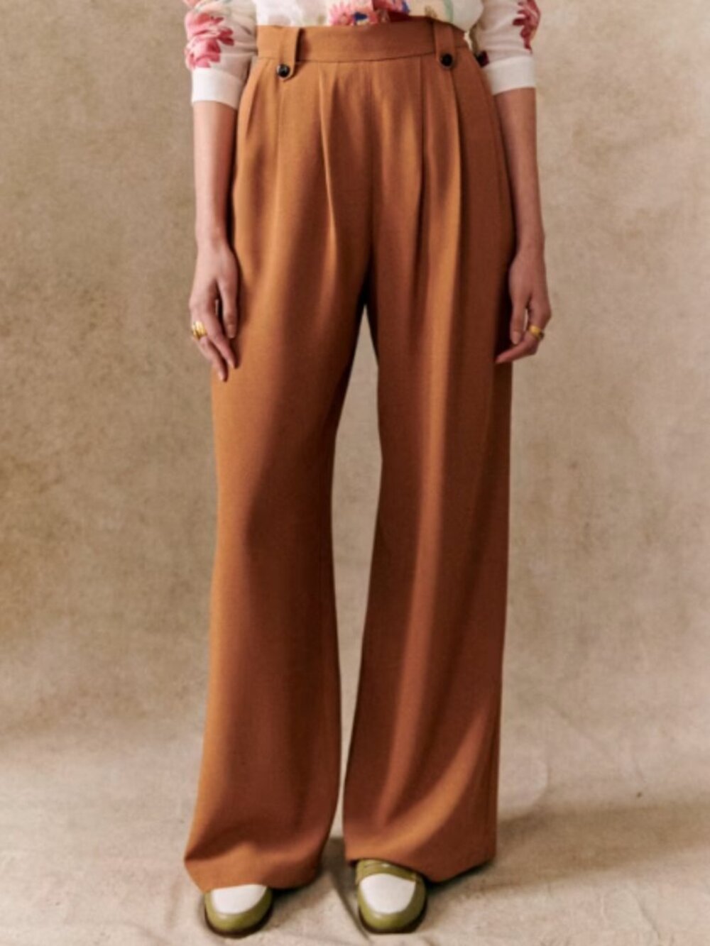 Sezane Loulou trousers hemmed coffee color